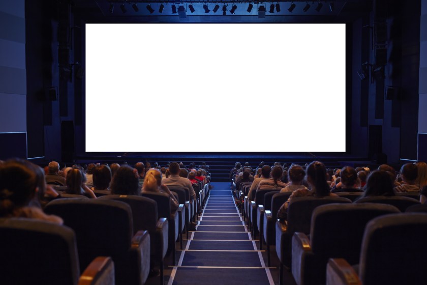 Empty cinema screen with audience.
